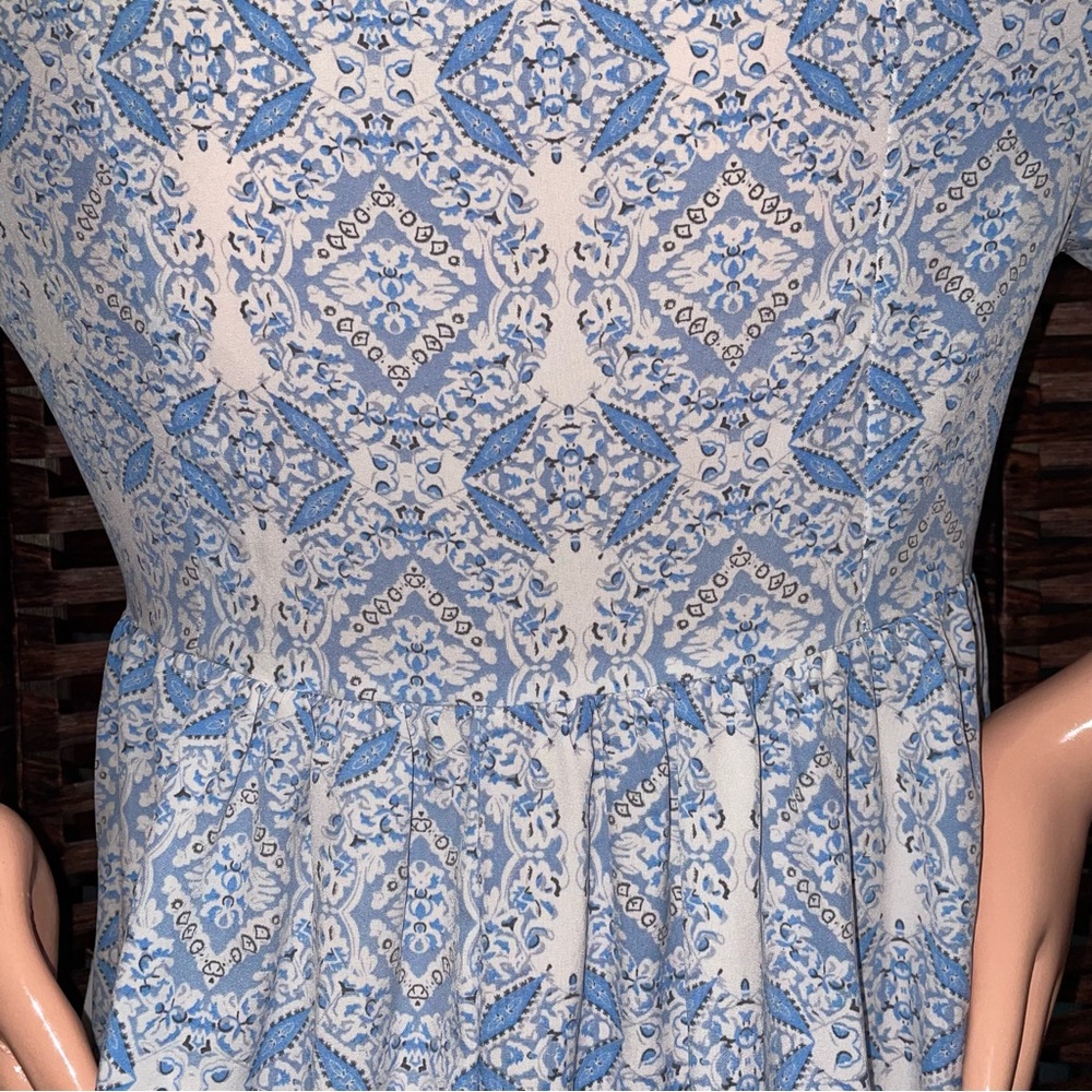 Elegant Blue Patterned Maxi Dress, Size S. - Picture 5 of 5